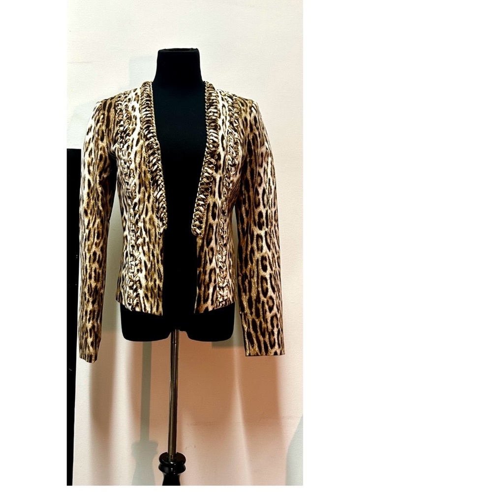 NWOT…Micheal Kors leopard and Gold blazer, size:2